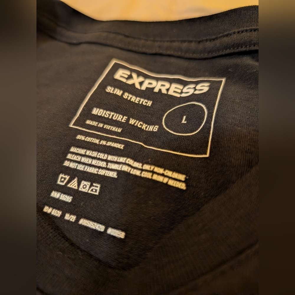 Express Slim‎ Stretch Moisture Wicking Men's Black Short Sleeve Black L - Picture 3 of 4